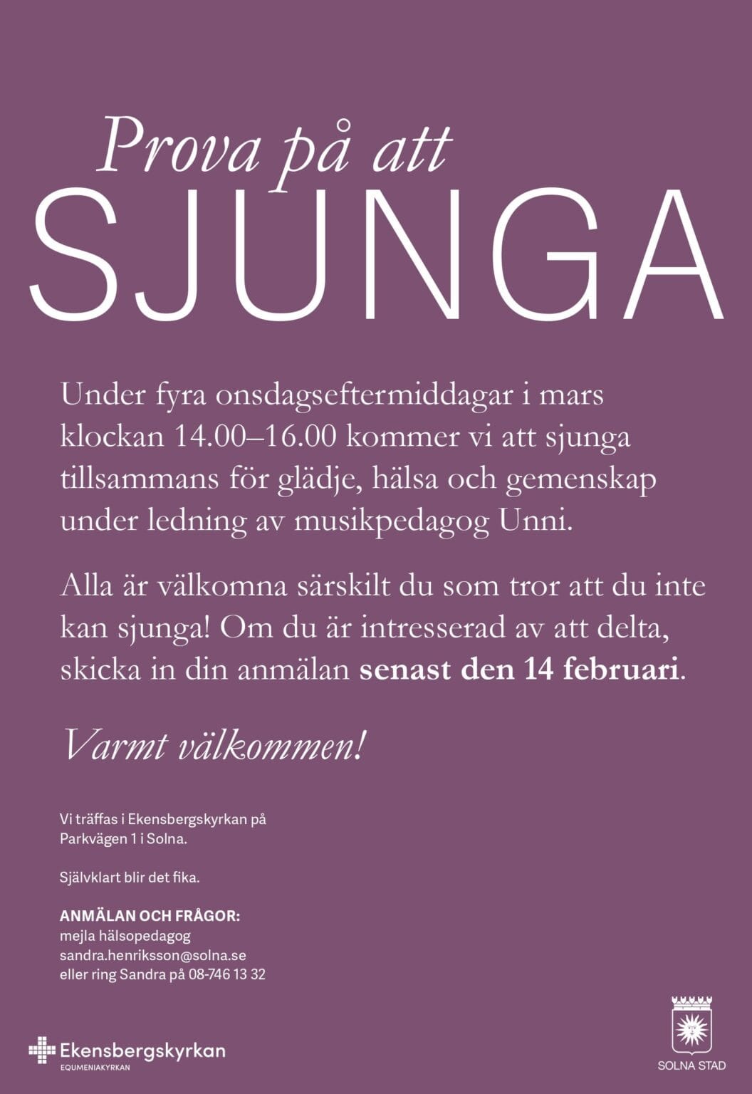 Sjunga Prova på att sjunga - Ekensbergskyrkan församling